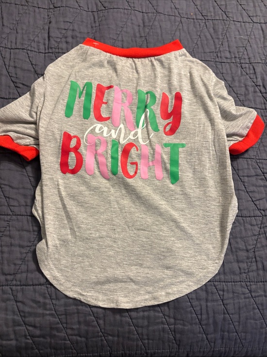 Vibrant Life Other - Merry and Bright Gray Dog Shirt with Red Trim
